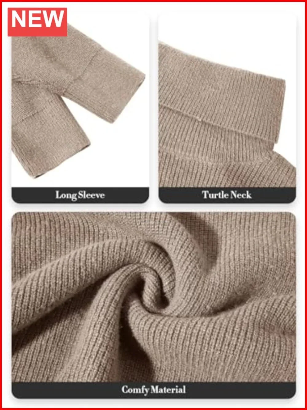 Turtleneck Oversized Batwing Chunky Knit Pullover Sweater Loose Fit Fall Jumper
